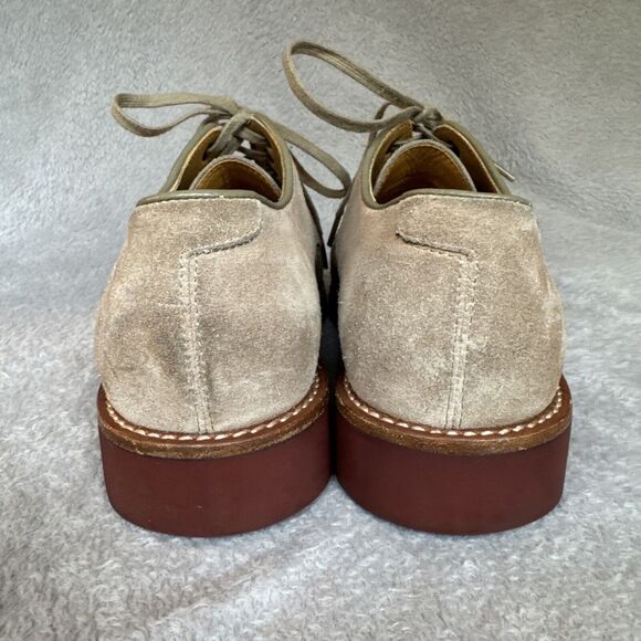 Polo Ralph Lauren Camel Suede Derby Oxford Lace Up Shoe 8D Wide Preppy Grandpa - Picture 6 of 16